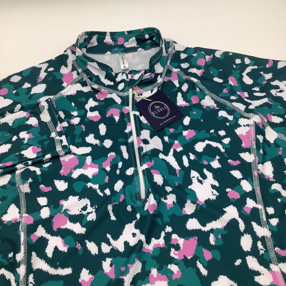 The Bubble Womens Hamilton Long Sleeve 1/2 Zip Top Green Size‎ Medium NWT